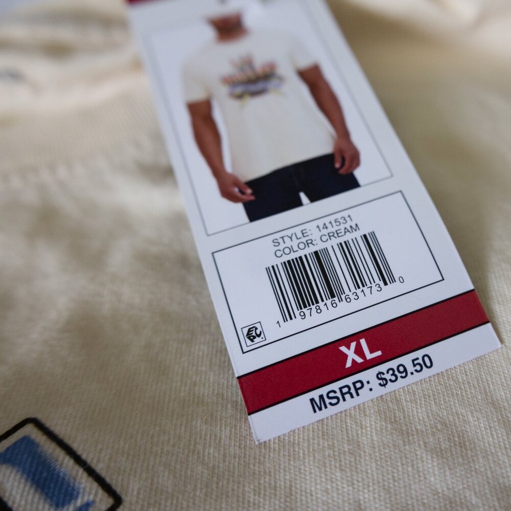 Lucky Brand NWT Retro Style Los Angeles Cream Graphic Unisex T-Shirt - Picture 7 of 9